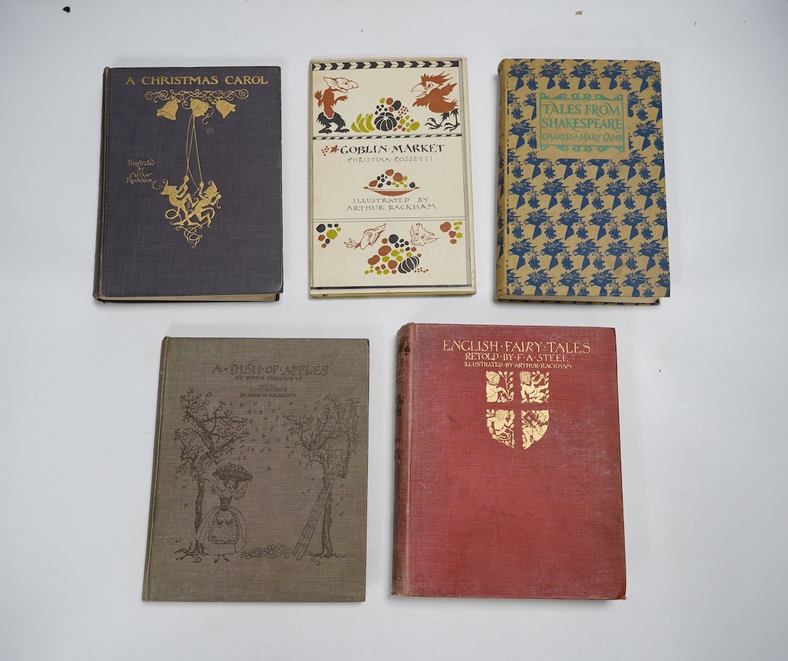 Rackham, Arthur (illustrator), 3 works – Charles Dickens, A Christmas Carol, first trade edition, first issue, sm. 4to, 12 tipped-in colour plates, captioned tissue-guards, original olive cloth, pictorial gilt to upper c